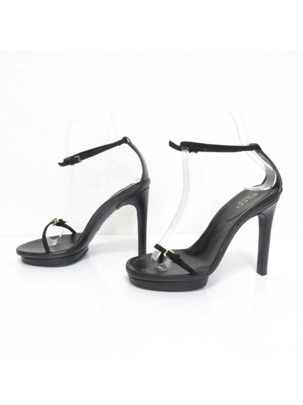 Gucci Ankle Strap High Sandals 34c Black